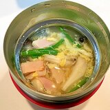 しめじとほうれん草で☆簡単コンテナ中華卵スープ弁当